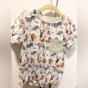 Boys Smocked Kids Animal Print Shirt with Pocket